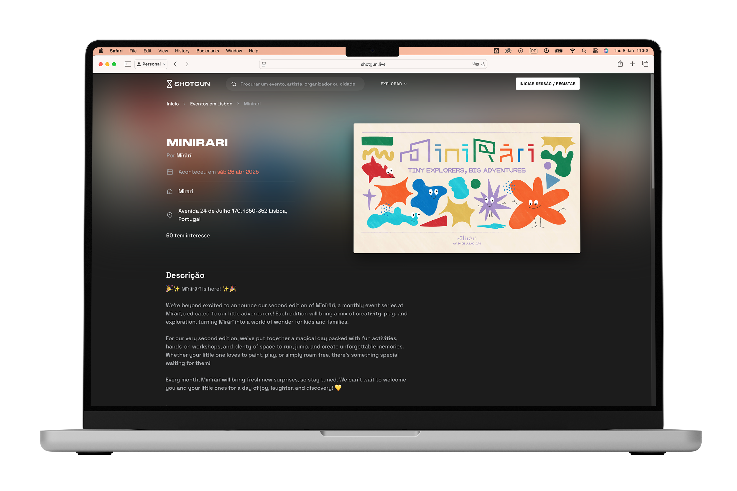 Minirari website mockup